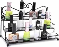 Confibel Nagellak Organizer - Nagellak Flesjes Houder - Essentiële Oliën Organizer - Rek Voor Flesjes - Wanddecoratie - Zwart -Cosmetisch Korting 1200x951