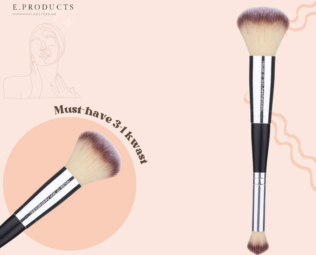 Foundation - Poeder - Make-up Kwast- Foundation Kwast - Concealer Kwast 3-in 1 - Must-have - Cadeau - Verjaardag - Populair - Trendy - Efficiënt - Tijdbesparend 7 Foundation - Poeder - Make-up Kwast- Foundation Kwast - Concealer Kwast 3-in 1 - Must-have - Cadeau - Verjaardag - Populair - Trendy - Efficiënt - Tijdbesparend - Afbeelding 7