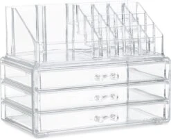 Relaxdays Make-up Organizer Klein - Stapelbaar - Sieradendoosje - Cosmetica - Opbergbox - Doorzichtig -Cosmetisch Korting 1200x971 3