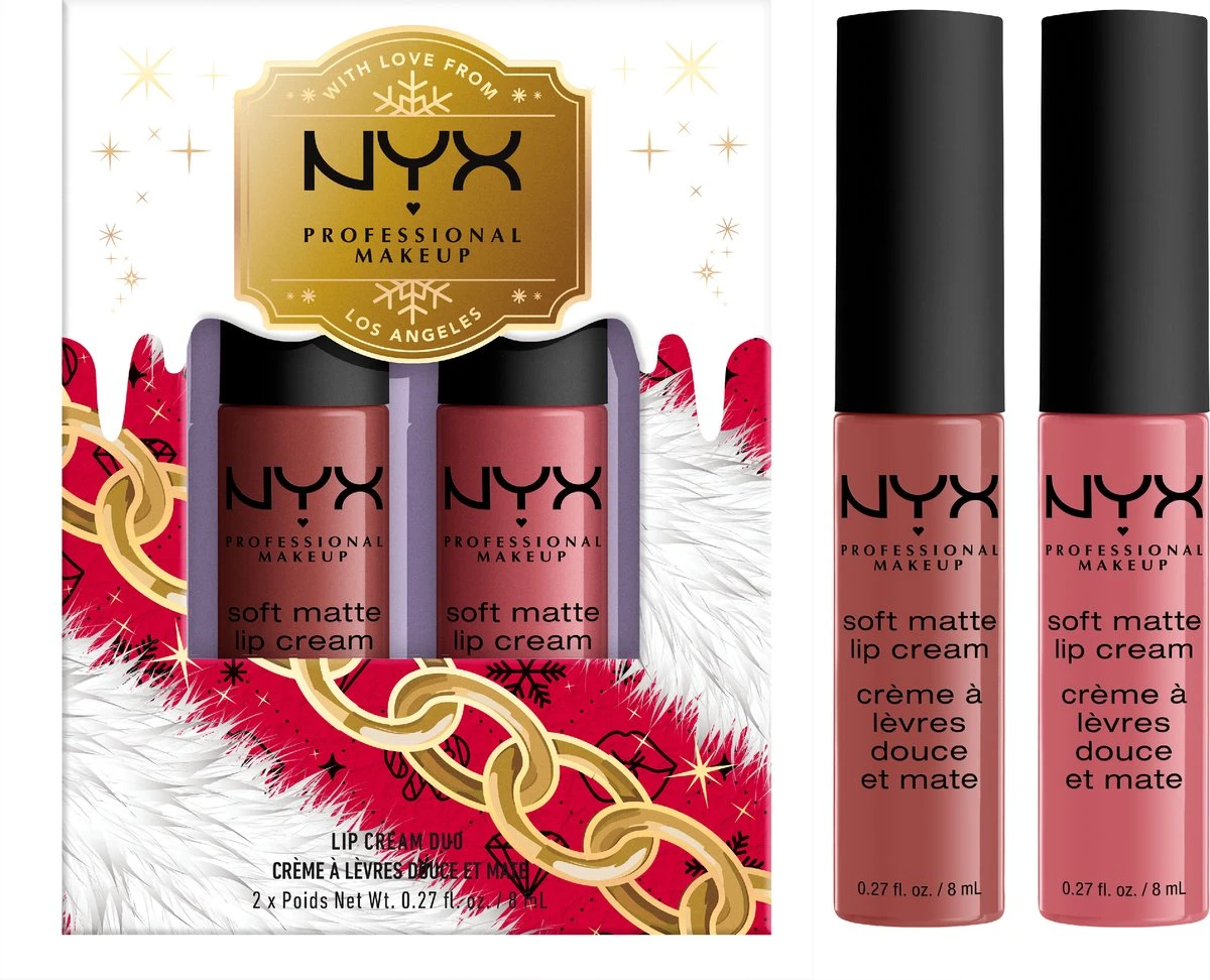 NYX Professional Makeup - Holidays 2022 Mrs Claus - Soft Matte Lip Cream Duo 02 - Roze 3 NYX Professional Makeup - Holidays 2022 Mrs Claus - Soft Matte Lip Cream Duo 02 - Roze - Afbeelding 3