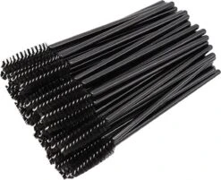 Merkloos Wegwerp Wimper En Wenkbrauw Borsteltjes - Mascara Borsteltjes - 10 Stuks - Diep Zwart