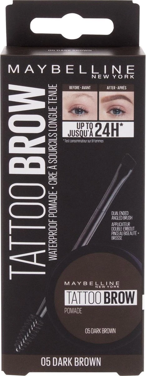Maybelline Tattoo Brow Lasting Color Pomade - 05 Dark Brown 4 Maybelline Tattoo Brow Lasting Color Pomade - 05 Dark Brown - Afbeelding 4