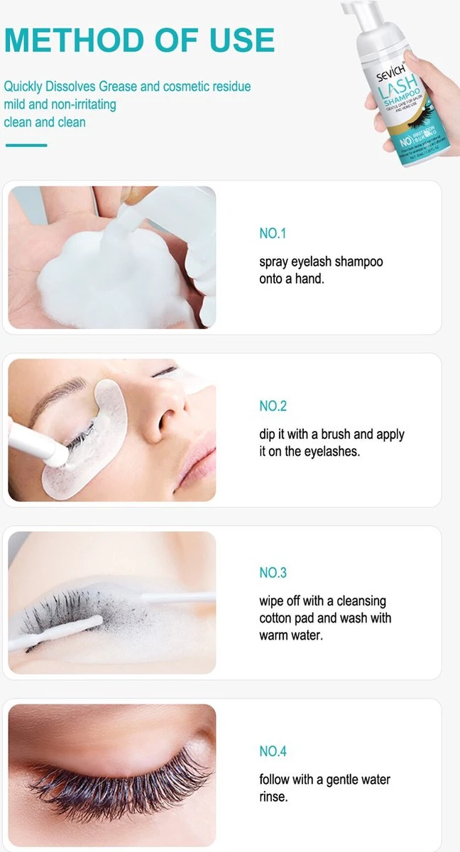 Sevich Wimper Extensions Cleanser - Wimpershampoo - Lash Foam Shampoo - Lash Cleanser - Wimper-shampoo - Assortiment 'Het Gemak' 4 Sevich Wimper Extensions Cleanser - Wimpershampoo - Lash Foam Shampoo - Lash Cleanser - Wimper-shampoo - Assortiment 'Het Gemak' - Afbeelding 4