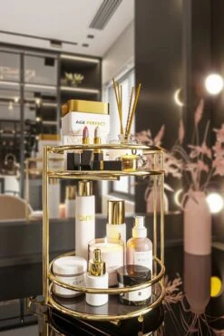 KIARA Badkamer Cosmetische Sieraden Organizer Multifunctionele Organizer 2-Tier Dienblad Catering Goud