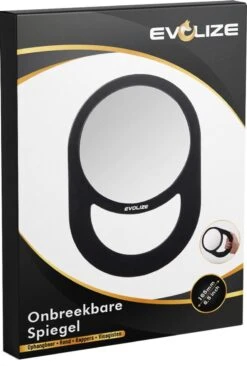 Evolize Onbreekbare Spiegel Met Handvat - Ø 16,5 Cm - Ophangbaar - Rond - Handspiegel - Kappersspiegel - Reisspiegel - Make Up - Afmeting: 28 X 19 Cm - Zwart -Cosmetisch Korting 809x1200 3