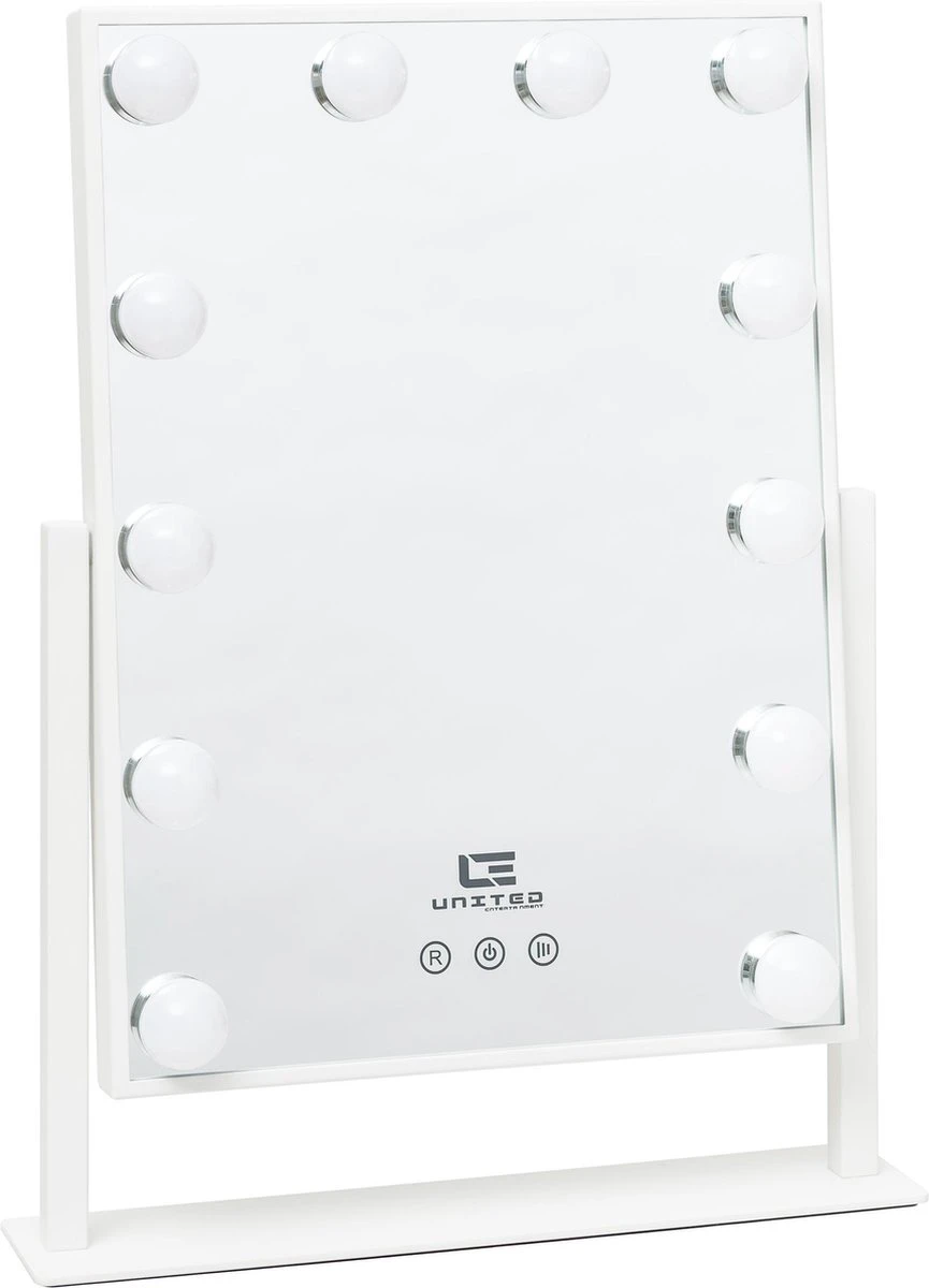 United Entertainment - Hollywood Spiegel Met 12 LEDs - 36x47,5 Cm - Wit 1 United Entertainment - Hollywood Spiegel Met 12 LEDs - 36x47,5 Cm - Wit