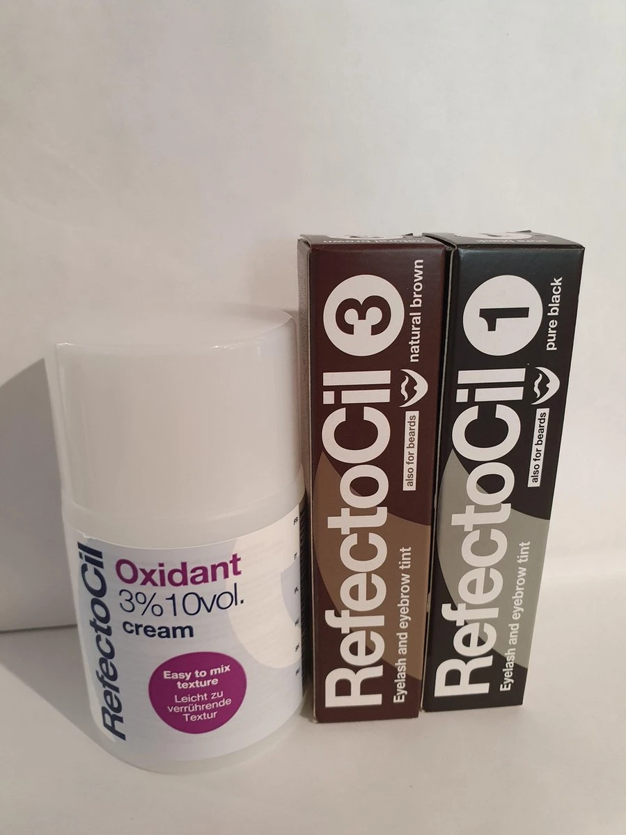 RefectoCil 2 Stuks Nr.1 Zwart + Nr.3 Natuurbruin + 100ml Crème Oxidant 1 RefectoCil 2 Stuks Nr.1 Zwart + Nr.3 Natuurbruin + 100ml Crème Oxidant