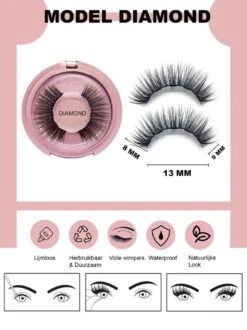 Nepwimers Zonder Lijm | Magnetische Wimpers | Eyeliners | Diamond Wimpers | Pincet | Wimperset | Model Diamond | Fake Lashes | M5 Lashes Diamond Set | Herbruikbare Wimpers | 3D Wimpers | Kit | Waterbestendig | Natuurlijke Wimpers | Waterproof -Cosmetisch Korting 899x1200 7