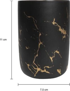 QUVIO Make-up Kwastenhouder / Tandenborstelhouder / Organizer / Beker - Zwart Met Goud -Cosmetisch Korting 925x1200 2