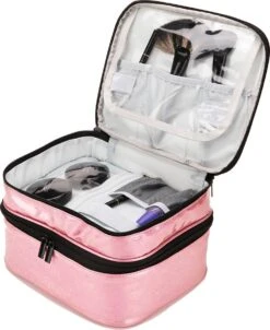 YONO Nagellak Tas - Nagelkoffer Beautycase - Cosmetica Koffer - Manicure Organizer - Roze -Cosmetisch Korting 981x1200